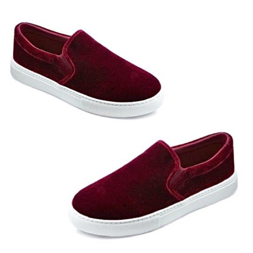 ‼️SOLD‼️Mossimo Burgundy Velvet Slip-On Sneaks